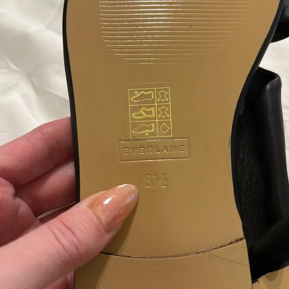 Everlane Day Twist Sandal Black Leather Flat Slide Size 8.5 New Without Box - Picture 7 of 8